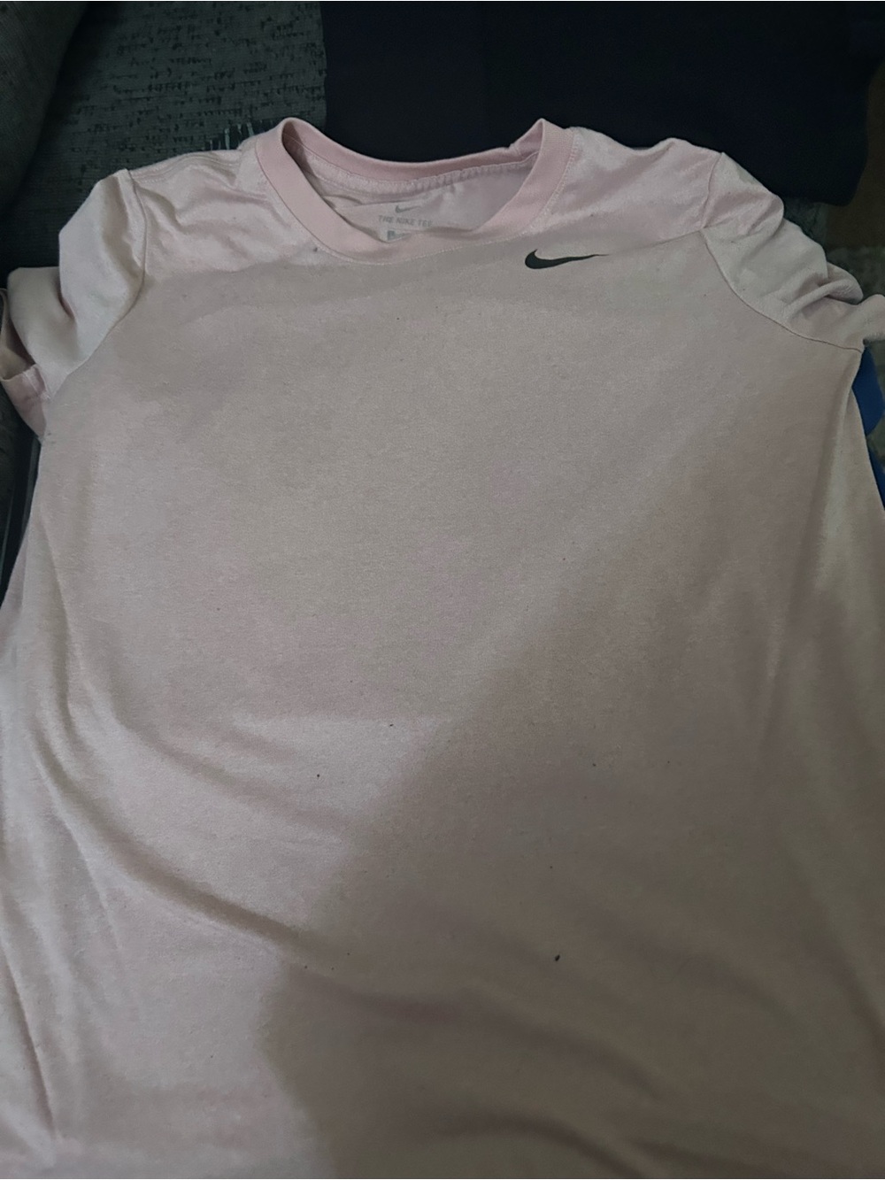 Nike Light Pink Crew Neck Tee with Black Swoosh dri fit
